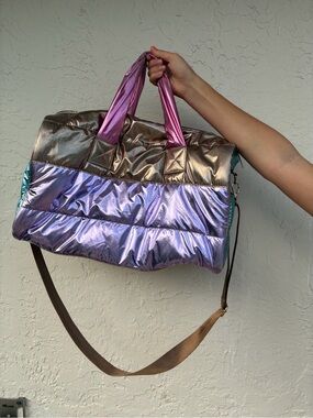 Iscream Metallic soft quilted  Purple/pink/gold Kids Duffel Bag